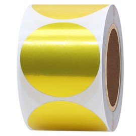 Hybsk Gold Direct Thermal Labels for Shipping, Barcodes, Address, Compatible with Rollo Label Printer & Zebra Desktop Printers (1.5" Round)
