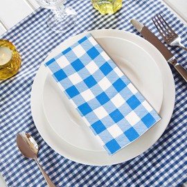 Servilletas de cóctel, servilletas de papel desechables para cena, servilletas de fiesta a cuadros, servilletas de boda, 15.7 x 11.8 pulgadas, papel de 3 capas para cenar de fiesta, picnic, hogar (80
