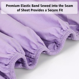 Lirex Fitted Sheet, Double Size 100% Cotton 300 Thread Count Soft Breathable Fitted Sheet, Light Purple