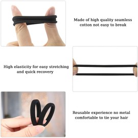 Shunshi Hair Bands for Girls, 30 Pack Strong Elastic Hair Bands for Women, 4mm Hair Ties no Damage for Girls, Seamless Hair Bobbles for Thick Curly Hair, Ponytail Holders Hair Accessories (Black)