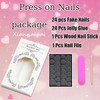 24Pcs French Press on Nails Almond Fake Nails Cute Pink
