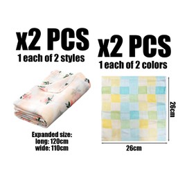 XMNIVATE 2 Baby Swaddling Blankets, 2 Small Square Towels, Muslin Quilt, Baby Swaddling Cloth, Baby Wrapping Towel, Baby Muslin