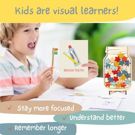 Magnetic Reward Jar for Children´s Daily tasks – with Visual Action and Behavior Flashcards – Chore Chart, Potty Training, Sleep Tool – Classroom Supplies, Teacher Must Haves, Home Decor