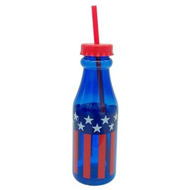 16.9 fl oz Patriotic Water Bottle with Straw, Show Your American Pride with Red, White and Blue Stars, Stripes, Perfect for 4th of July, Veterans Day, Elections, and Everyday Use, Durable USA Design