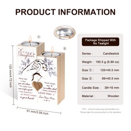 OPALSTOCK Natural Wooden Candle Holder to My Daughter Child Gift Wood Retro Candle Holders Farmhouse Table Decor Candles（White）