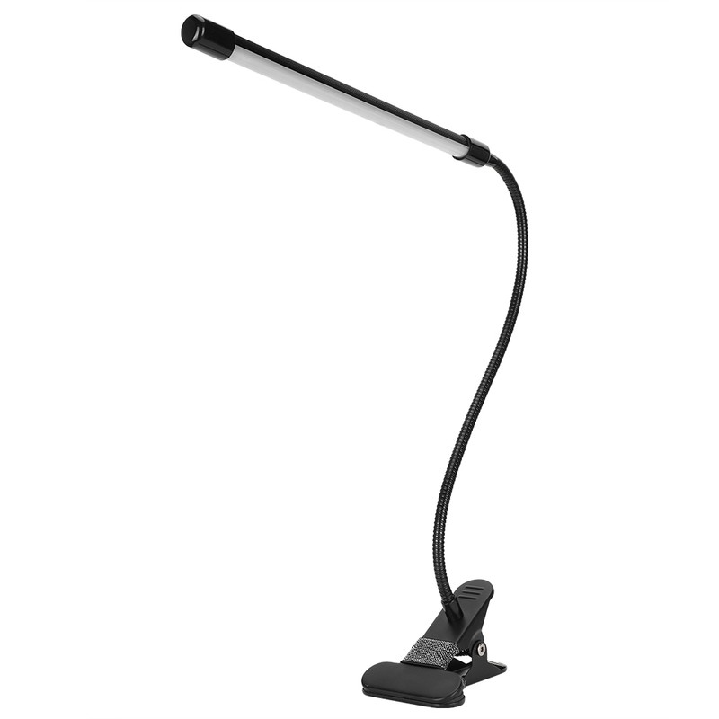 LED Adjustable Clip Reading Light Cold Warm Brightness Light Black