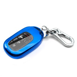 INFIPAR Fit for Honda Key Fob Cover for CR-V HR-V Pilot Accord Civic Key Fob Cover Case Shell TPU Remote Holder Protector Keyless Entry Sleeve Accessories, with Key Chain, Blue