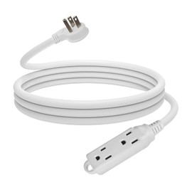 EP Low Profile 10 Ft Flat Plug Extension Cord - 16 AWG 3 Prong Grounded Cable with 3 Outlets, Perfect for Indoor Use, White, UL Listed