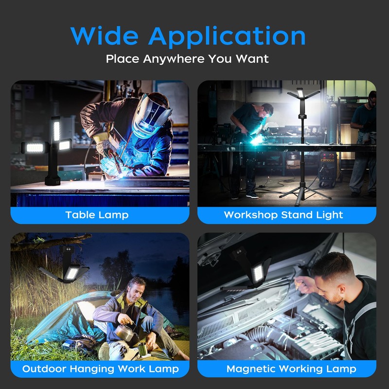 Rechargeable LED Work Light with Stand, 67" Tall Portable Cordless
