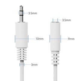 HDSupply Audio Cable 3.5 mm Male to 3.5 mm Female White 10.00 m