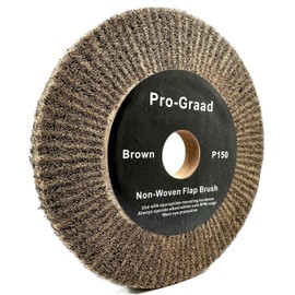 6” x 1/2” Brown P150 Cut & Polish Non-Woven Bench Grinder Polishing Burnishing Satin Finishing Flap Brush Wheel, Aluminum Copper Metal Golf Club Refurb, Compatible for 1/2”, 5/8”, 3/4" Arbor