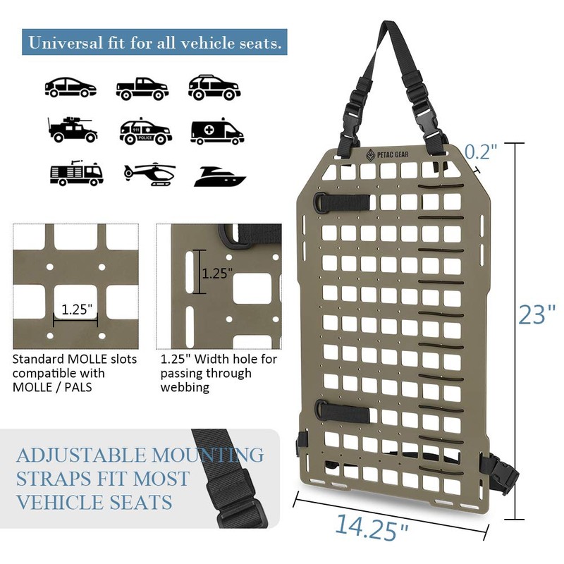 PETAC GEAR Tactical Car Seat Back Organizer | Rigid Molle