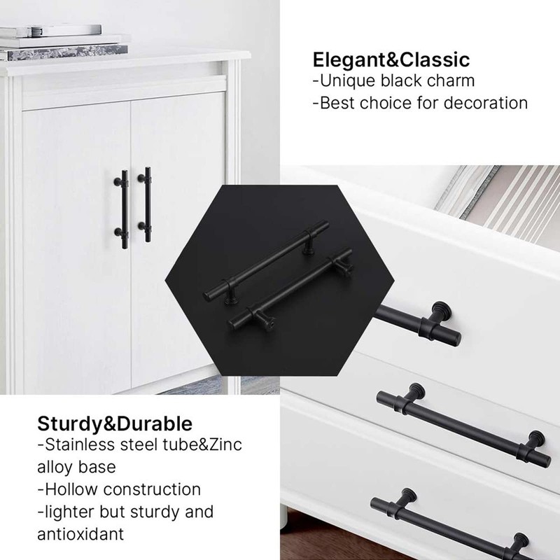 LONTAN 10 Black Cupboard Handles 96mm Kitchen Cupboard Handles Black