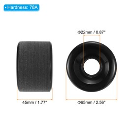 PATIKIL 65mm 78A Longboard Wheels Soft, 4 Pack Cruiser Wheels Street Wheels for Skateboards Skateboard Wheel PU Frosted, Black