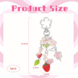 Kryzalite Y2K Keychain, Cute Butterfly Star Strawberry Bear Cherry Blossom Keychain Charms for Women Girls Purse Gifts, pink