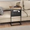 ZERDER C Shaped End Table, Small Side Table with Storage
