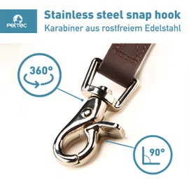 PetTec Dog Leash - Pet Training Lead with Padded Wrist Loop, Heavy Duty Trioflex 3-Layered Inner Material, Waterproof Outer Jacket - Steel Snap Hook & Joint, Clips Onto Harnesses, Collars - 2m, Brown