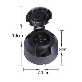 ETUKER 7 Pin Trailer Socket with Rubber Gasket, 12V 7 Pin Tow Bar Connector Waterproof for Truck Motorhome/Cars Boat Caravan Trailer Accessory Adapter