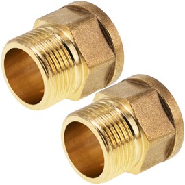 BERANMEY 2 Pack Brass Pipe Fittings, 3/4" to 3/4" Pipe Reducer Adapter Coupler, 3/4" NPT Male Pipe x 3/4" NPT Female Pipe Fitting