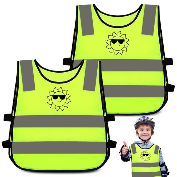 Tacino Pack of 2 High Visibility Vest Children 6-12 Years, Children's Safety Vest, Stay Visible and Safe, Suitable for Children, Boys and Girls, Outdoor Sports, Cycling