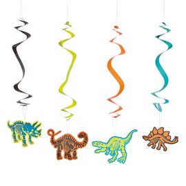 Fun Express - Dino Dig Dangling Swirls for Birthday - Party Decor - Hanging Decor - Spirals & Swirls - Birthday - 12 Pieces