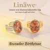 Linawe Chunky Gold Birthstone Rings for Women, Oval Imitation Diamond