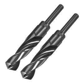 sourcing map 2pcs Reduced Shank Drill Bits 22mm Black Nitride Coated High Speed Steel HSS 9341 with 1/2 Inch Straight Shank, Twist Drill Bit for Stainless Steel Alloy Metal Plastic