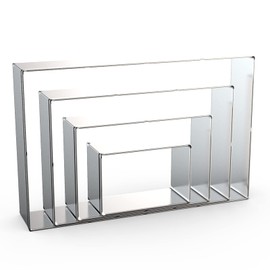 Rectangle Cookie Cutter Set Large - 5 Inch, 4 Inch, 3 Inch, 2 Inch - Geometric Frame Plaque Cookie Cutters Shapes Biscuit Molds - Stainless Steel