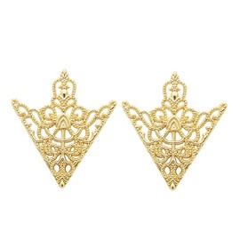 coadipress 2PCS Retro Hollow Triangle Collar Pins Brooch for Men Women Hollow Floral Shirt Suit Clothing Collar Angle Decoration Parts (Gold)