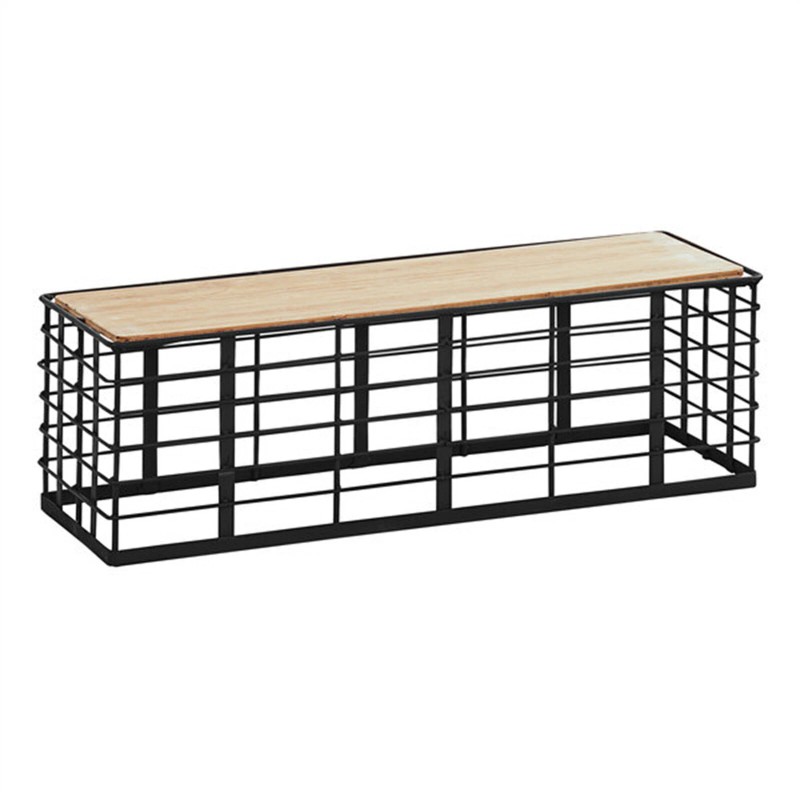 FixtureDisplays Madison 21.5X7.5X7" Black Metal / Reclaimed Bamboo Reversible Display