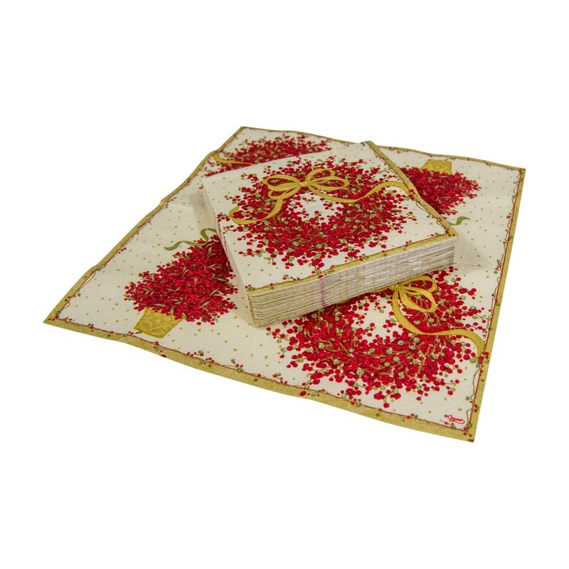 Caspari Entertaining Pepper Berry Cocktail Napkins, Red, 20-Pack