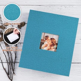 Lanpn Photo Albums 7x5 Pockets, Linen Slip in Top Loading Photo Album Holds 200 Portrait 13x18cm Pictures (Teal)