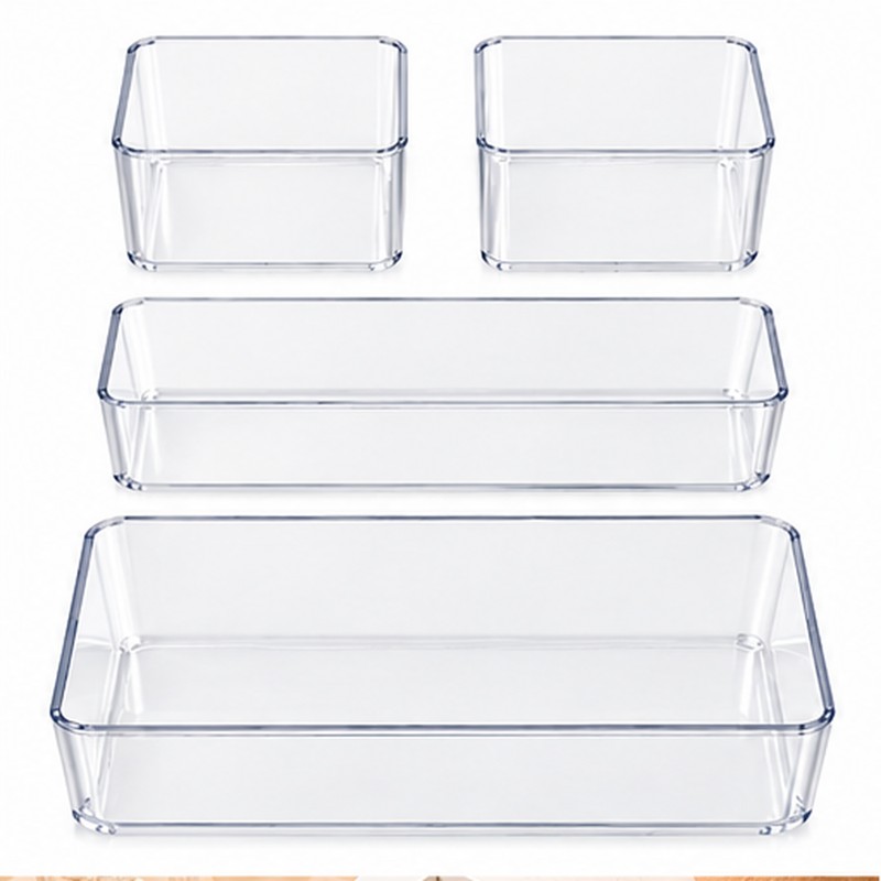 Clear Plastic Drawer Organizers for Makeup, Jewelry & Office Supplies