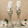 Magnolia Elegance Candleholders Champagne Gold Pair