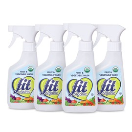FIT Organic - USDA Certified, Tasteless and Odorless Fruit and Vegetable Wash, Bottle Spray, White, Clear, 12 Fl Oz (4-Pack)