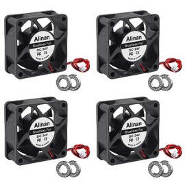 Alinan 4pcs 6025 60mm x 25mm 24V Dual Ball Bearings Brushless Fan 2Pin DC Cooling Exhaust Fan for Radiator DIY Air Exhaust Vent Cooling