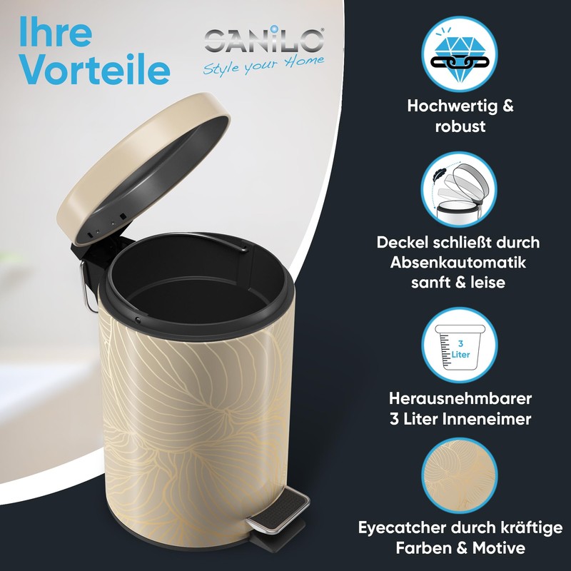 Sanilo Cosmetic Bin 3 L with Soft-Close Mechanism, Many New
