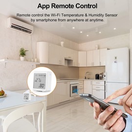 [-] WiFi Hygrometer Thermometer Wireless Temperature Humidity Monitor with App Alerts Indoor Outdoor Temperature Humidity Sensor Compatible with Alexa Google Assistant for Home Greenhouse Cellar [-]