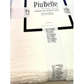 HOME GOODS Piubelle Piu Belle Portugal 100% Cotton-Hotel Luxury Matelasse All Season, Lightweight Quilt Coverlet Bedspread Textured Raised Patterns (King (U.S. Standard), Helena), White