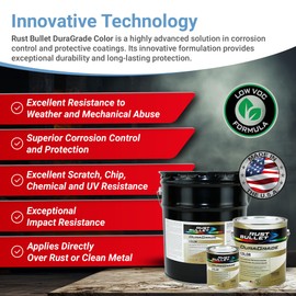 RUST BULLET DuraGrade Color Rust Inhibitor, Corrosion Control 1 Gallon, Protective Coating, UV Resistant Anti-Rust Metal Coating - Red