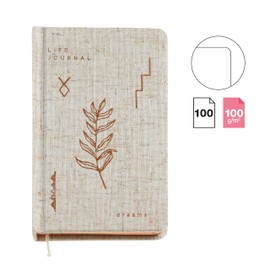 Miquelrius - Logbook Notebook (92 x 144 mm) - 100 Smooth White Sheets - Linen Lined Cardboard Cover - Stamping Details and Copper Tint Cut