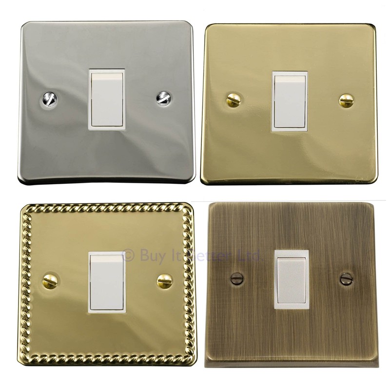 ElekTek Polished Chrome Plated Double Light Switch Metal Cover Plate