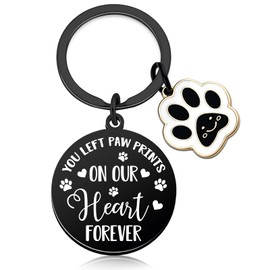 Qiubewi Dog Memorial Gifts for Loss of Dog You Left Paw Prints on Our Hearts Forever Pet Sympathy Gift for Dogs Cute Pets Remembrance Keychain Accessories Gifts Dogs Paw Prints Pendant