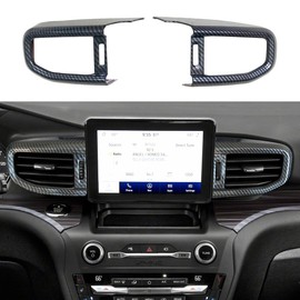 ruihe 2pc Carbon Fiber Color Centre Air Conditioning Dashboard Vent Cover Trim Fit for Ford Explorer 2020 2021 2022 2023 with Low Version