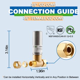 AquaNeurk Stainless Steel Water Hammer Arrestor,3/8 Inch OD Compression x 3/8 Inch Female OD Comp Tee Hammer Arrestor For Dish washer,Faucet,Toilet Application,Reduce Banging Noise