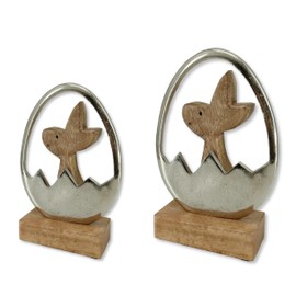 Wooden and Metal Easter Decoration Wooden and Metal Easter Bunny in Egg Set Small and Large Easter Decoration Table Decoration Easter Bunny