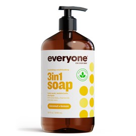 Everyone 3-in-1 Soap, Body Wash, Bubble Bath, Shampoo, 32 Ounce (Pack of 1), Coconut and Lemon, made with Essential Oils for Men and Women