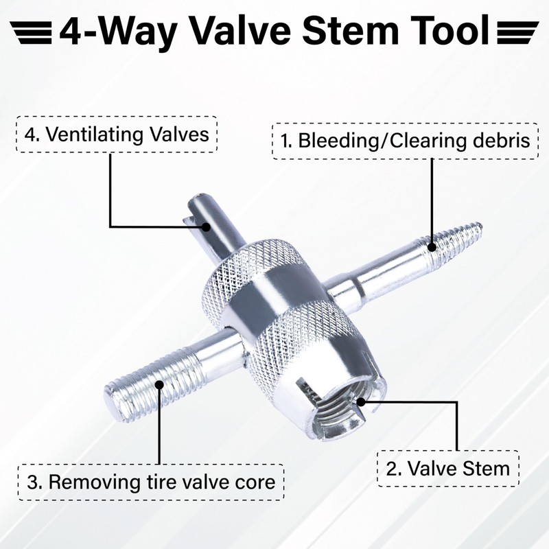 ecocstm 2 PCS 4-Way Tire Valve Stem Removal Tool, 4-in-1
