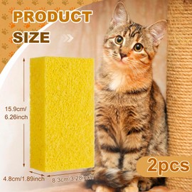 2 Pack Pet Hair Remover Sponge Cat and Dog Hair Sponge, Yellow