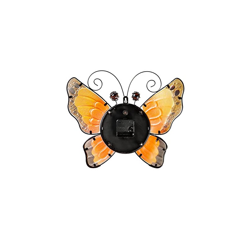 Evergreen Metal and Glass Shaped Wall Clock, Butterfly